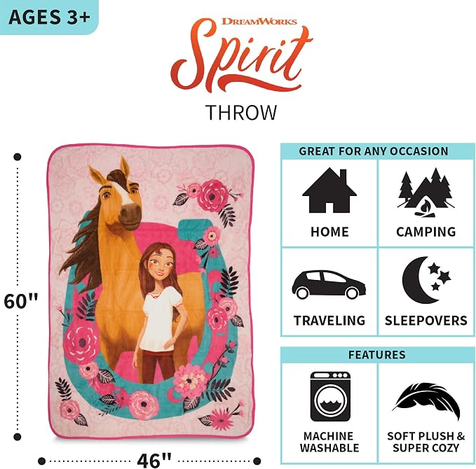 Franco Kids Bedding Super Soft Micro Raschel Throw, 46 in x 60 in, Spirit Riding Free