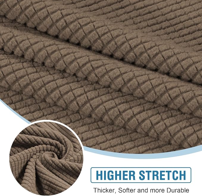 H.VERSAILTEX Sectional Couch Covers 1 Piece Chaise Slipcover L Shape Separate Cushion Couch Cover for Both Left/Right Sectional Couch (Seat Only: 1 Chaises, Macchiato)