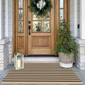 KOZYFLY Brown and Black Striped Porch Rug 27.5x43 Inches Area Rug Washable Outdoor Doormat Front Door Mat Cotton Striped Indoor Outdoor Rugsfor Front Door Kitchen Entryway Patio Porch
