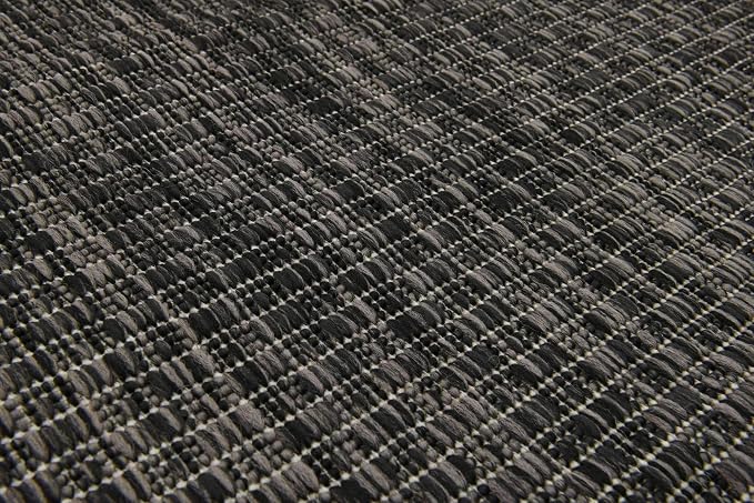 Unique Loom Collection Casual Transitional Solid Heathered Indoor/Outdoor Flatweave Area Rug (2' x 6' 1" Runner, Black/Ivory)