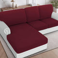 H.VERSAILTEX Sectional Couch Covers 6 Pieces Stretch Sofa Covers for Sectional Sofa Set Separate L Shaped Couch Cover for Both Left/Right Couch (Seat and Back: 1 Chaise + 2 Sofa, Burgundy)