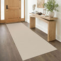 IOHOUZE Washable Runner Rug 3x8 Non Slip Rubber Backed Wide Hallway Runner Entryway Runner Indoor, Kitchen Rugs Woven Floor Carpet for Hall Entrance Bedroom, Cream/Beige