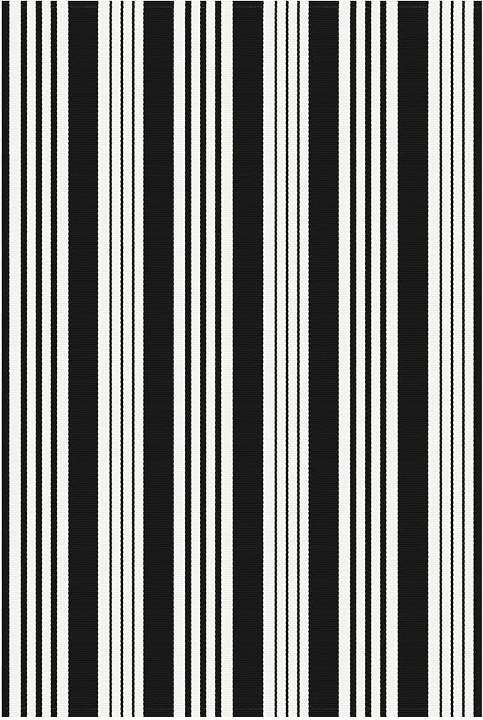 IOHOUZE Black and White Striped Rug 4'x6' Outdoor Rugs, Washable Area Rug for Double Front Door, Large Patio Rug Outdoor Indoor, Doormat for Entryway Porch Entrance