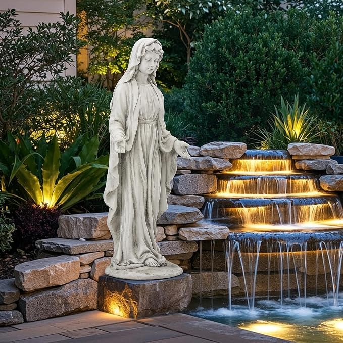 Virgin Mary Statue Outdoor, Large 30 Inch Religious Garden Statue | Blessed Catholic Praying Statue, Durable Weather MGO Stone Sculptures, for Home,Yard,Patio,Forch, Brings Peaceful Blessings