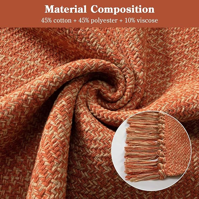 Collive 2' x 6' Kitchen Runner Rug, Modern Farmhouse Washable Bathroom Mat, Hand-Woven Hallway Runner Rugs Reversible Bedroom Carpet for Laundry Entryway Terracotta Fall Decor