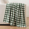 Martha Stewart - Blanket, Incredibly Soft Throw Blanket for Couch or Bed, Printed Plush & Oversized Bedding (Madison Gingham Green, 60" x 70")