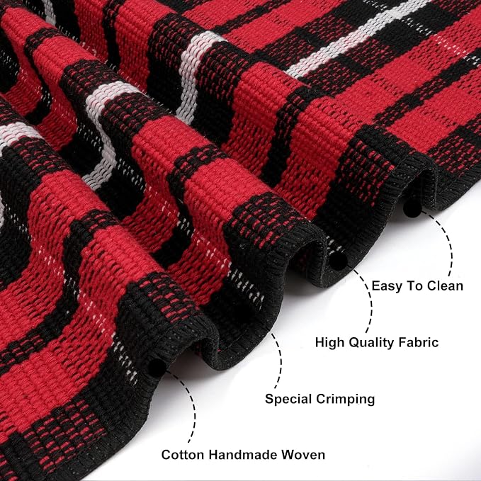 Christmas Front Door Mat Outdoor 2'X4.3' Red Plaid Porch Rug Welcome Mat | Buffalo Outdoor Rug Machine Washable Kitchen Rug Entryway Carpet Layered Door Mats Indoor Cotton Area Rug Runner for Bedroom