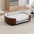 Elevated Dog Bed Pet Sofa with Solid Wood Legs and Bent Soft Backrest, Pet Cat Stool Bed with Velvet Cushion,for Large and Medium Size Dogs Kitten, Large Size