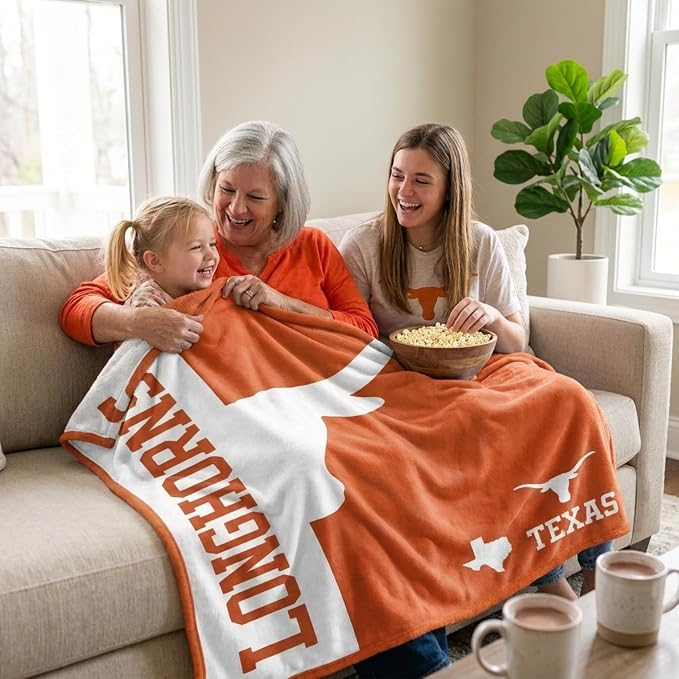 Proformance Home NCAA Texas Longhorns Endzone Ultra Soft Tailgate Throw
