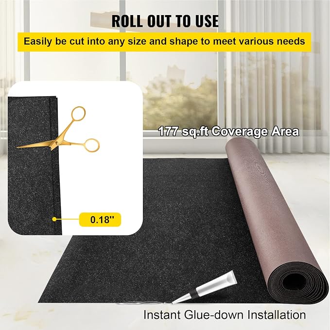 Happybuy 6 ft x 29.5 ft Black Marine Carpet for Boats Waterproof - 0.18" Thick Indoor Outdoor Rug Carpet Roll for Home Patio Porch Deck