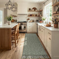 Collive Sage Green Kitchen Runner Rug, Modern Farmhouse Hallway Runner Rug Boho Washable Bathroom Rugs, 2.6' x 8' Braided Entry Hall Carpet for Laundry Bedroom Decor