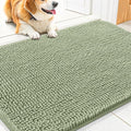 Smiry Dog Door Mat for Muddy Paws 30x20, Absorbent Dirt Trapper, Non-Slip Washable Chenille Entryway Rug for Inside Floor, Sage Green, Classic Solid