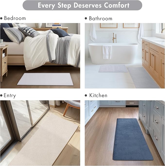 Madison Park Marshmallow Highly Absorbent Bath Runner, 24 x 72, Silver | Non slip Backing, Spa Quality Luxurious Plush Bath Rug for Bathroom, Quick Dry, OEKO TEX