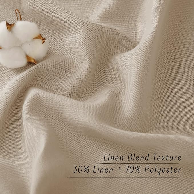 NICETOWN Taupe Linen Kitchen Window Curtains Over Sink, Grommet Thick Linen Taupe Short Window Treatments Privacy Assured with Light Filtering for Bedroom/Bathroom, W34 x L36, 2 Panels