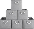 ECDYQXVU 13x13x13 Inch Storage Cube Bins Foldable Organizer Baskets 6 Pack | Soft Cotton Handles, Premium EVA Fabric, Hard Cardboard Bottom, Sturdy Metal Rim, Closet Shelf, Living Room, Bedroom, Laundry