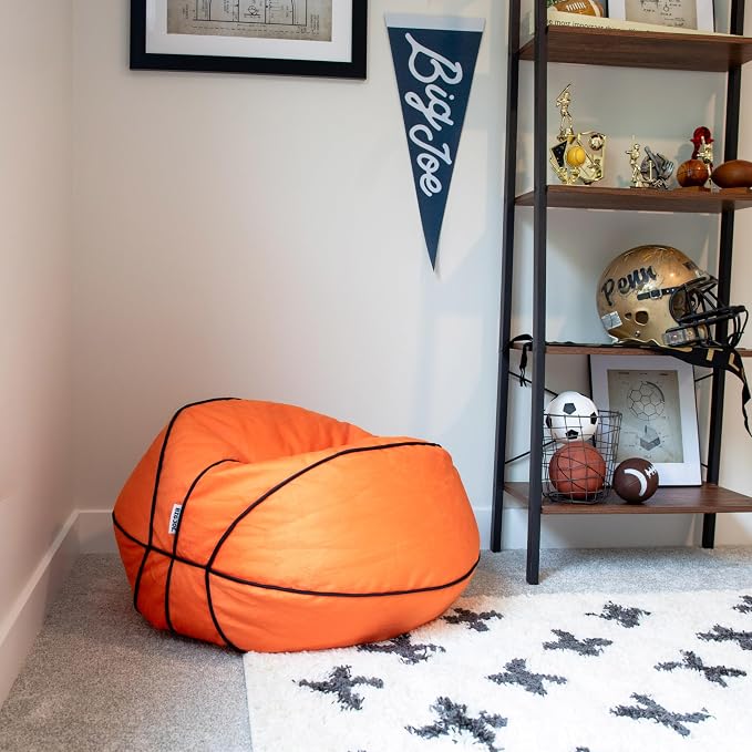 Big Joe Sports Ball Child-Sized Bean Bag Chair for Kids, 2 Pack, Basketball Plush, Ultra-Soft Lightweight Polyester Blend, 2.5 Foot Refillable | 2.5 feet, Polystyrene Bean Filled, Refillable, Soft Polyester, Safe for Kids Ages 3 and Up, Supports Up to ...