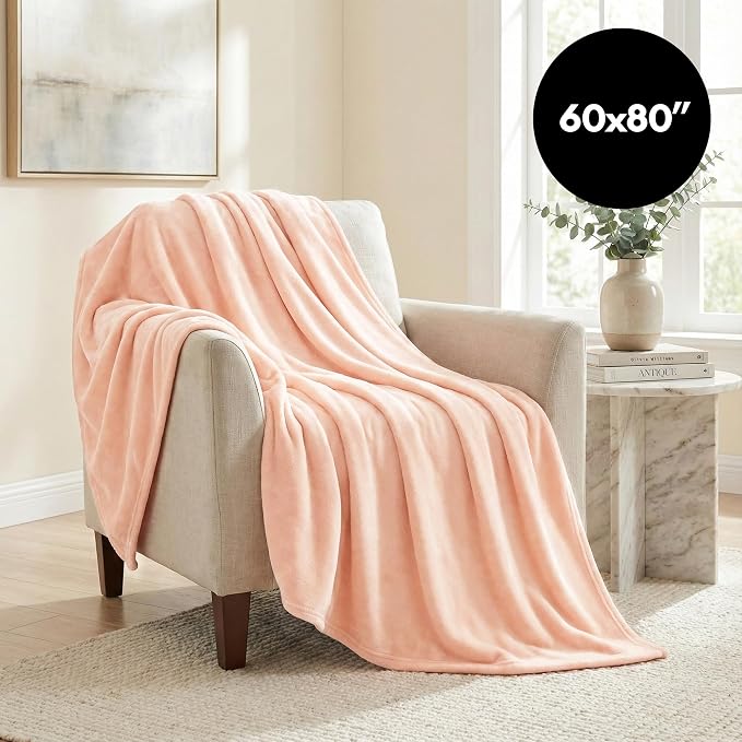 Americanflat 60x80 Fleece Throw Blanket, Pink | Soft and Breathable, For Couch, Bed, Chair, Roomy, Perfect for Home, Bedroom, or Outdoor Use