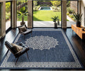 CAMILSON Outdoor Rug 9x12 Medallion Blue Modern Large Area Rugs for Indoor and Outdoor Patios Kitchen and Hallway Mats Washable Porch Deck Outside Carpet (Medallion Blue 9 x 12)