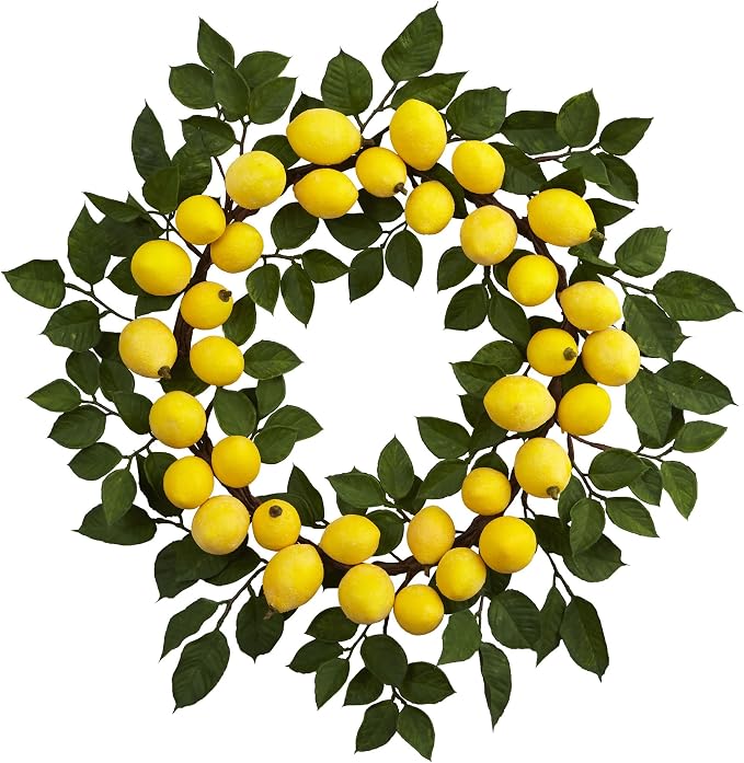 Nearly Natural 4567 24â€ Lemon Wreath,17.5'' x 4'' x 17.25''