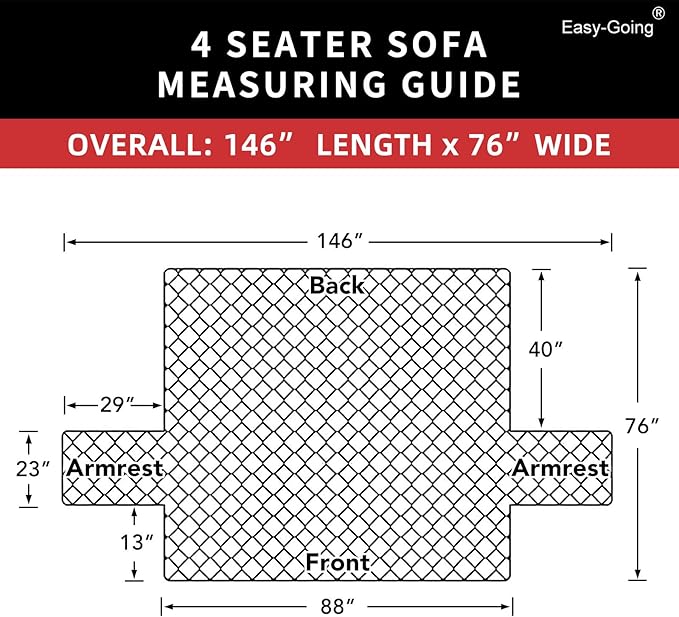 Easy-Going 4 Seater Sofa Slipcover Reversible Sofa Cover Water Resistant Couch Cover with Foam Sticks Elastic Straps Furniture Protector for Pets Children Dog Cat (XX-Large, Dark Blue/Light Blue)