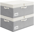 GRANNY SAYS Decorative Storage Boxes with Lid, Large Storage Bins with Double-Open Lid, Fabric Storage Basket for Clothes, 63L Closet Linen Storage Bin, White&Gray, 2-Pack