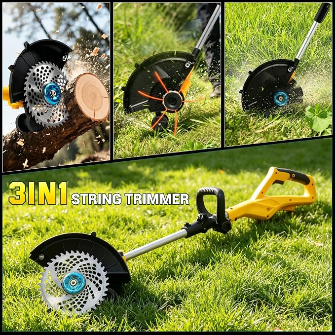 Cordless Lawn Mower Compatible with Dewalt 20v Battery, 3000W 3-in-1 Battery Powered Mower Brushless Grass Trimmer/Edger/Mini Mower/Brush Cutter for Small Yards, Push Mowers (Tool Only)