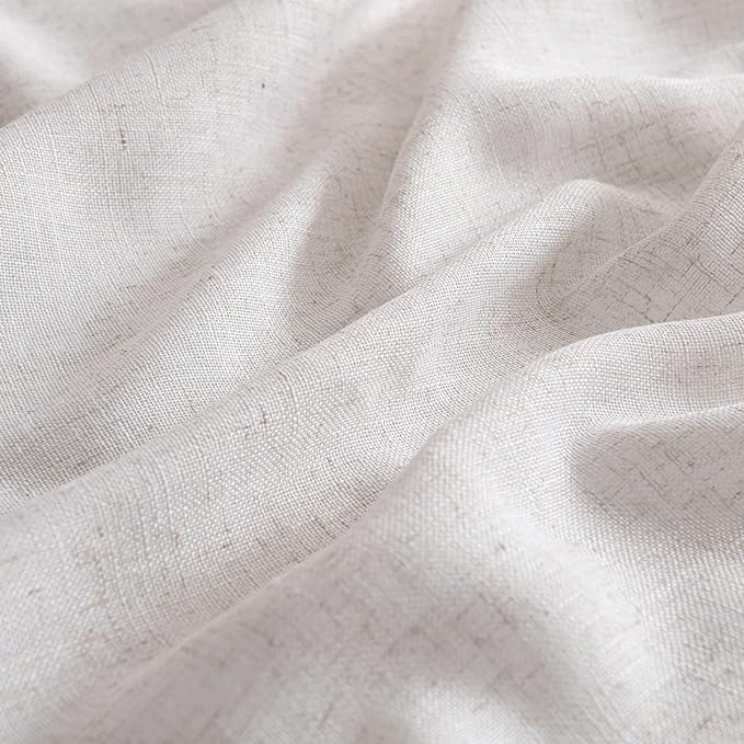 MIULEE White Linen Curtains 54 Inch Length 2 Panels for Bedroom Living Room, Soft Thick Linen Textured Natural Short Window Drapes Semi Sheer Light Filtering Back Tab Rod Pocket Burlap Look Decor