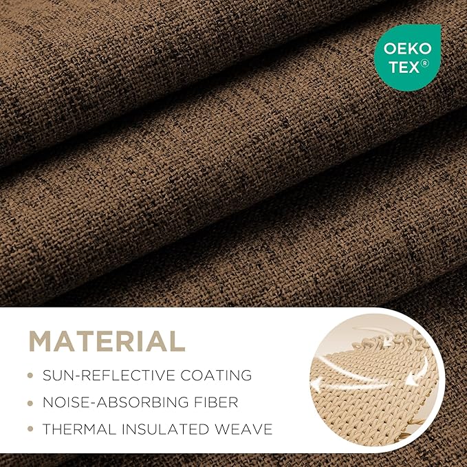 Joydeco Blackout Curtains for Bedroom - 100% Light Blocking 2 Panels Cappuccino Drapes 42"W x 108"L, Thermal Insulated Room Darkening Curtains, Linen Textured for Living Room, Rod Pocket & Back Tabs