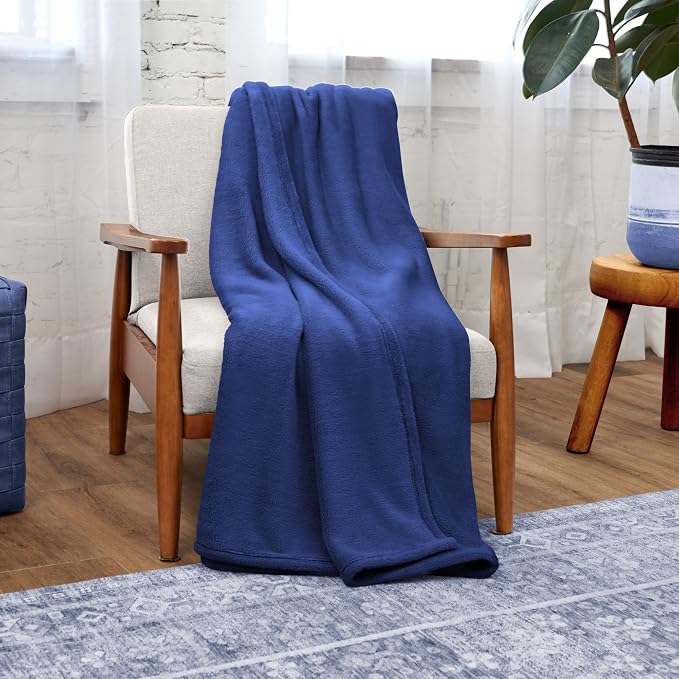 NORTHWEST Ashford Home Cozy Warmwell Blanket Blue Depths Twin Size 60 x 80 inches