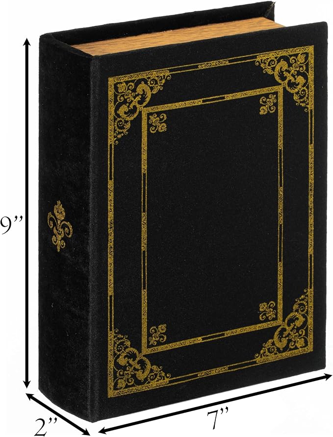 Vintiquewise Decorative Vintage Book Shaped Trinket Storage Box - Black