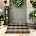 Uphome Bufflo Plaid Outdoor Rug 2'x3', Small Black Natural Checkered Front Door Mat for Fall Decor, Indoor Outdoor Farmhouse Cotton Porch Rug for Layered Door Mats, Washable Area Rugs for Entryway