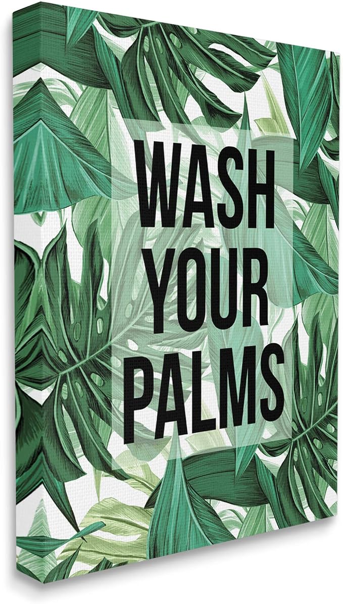 Stupell Industries Bathroom Palm Phrase, 24 x 30 Inch Canvas Wall Art | Stupell Industries · By Lil' Rue · Ready to hang · Great for bath and laundry spaces · Made in USA
