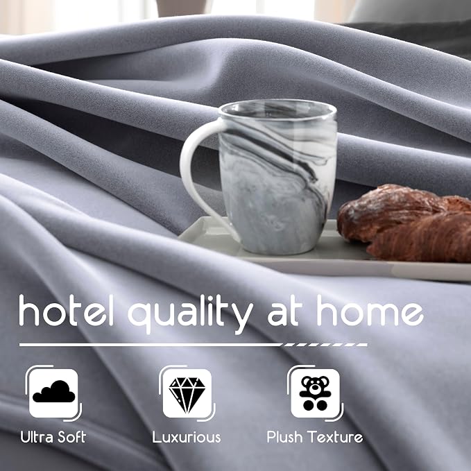 Vellux 1B07055 Original Insulating Core Hotel Style Solid blanket Machine Washable Soft Cozy Warm Pet Friendly Bed Sofa Blankets, Twin, Grey