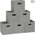 Household Essentials Fabric Storage Bins in Strong Poly‑Woven Fabric, Sturdy Chipboard Sides, Grommet Front Handle, Dove Gray Finish, Set of 6
