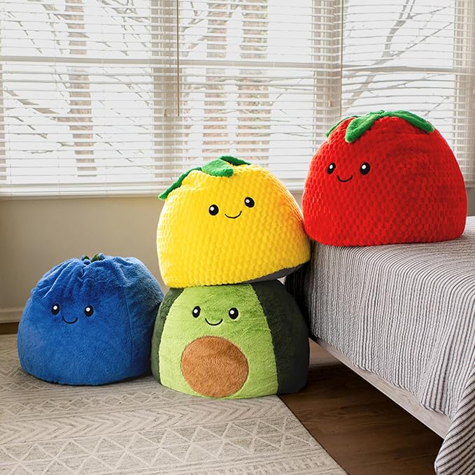 Big Joe Strawberry PlushiPals Super Soft Bean Bag Chair for Kids, Ultra-Soft Plush Polyester Blend, 2.5 feet Refillable | 2.5 feet, Polystyrene Bean Filled, Refillable, Snuggle Puff, Safe for Kids Ages 3 and Up, Supports Up to 150 lbs