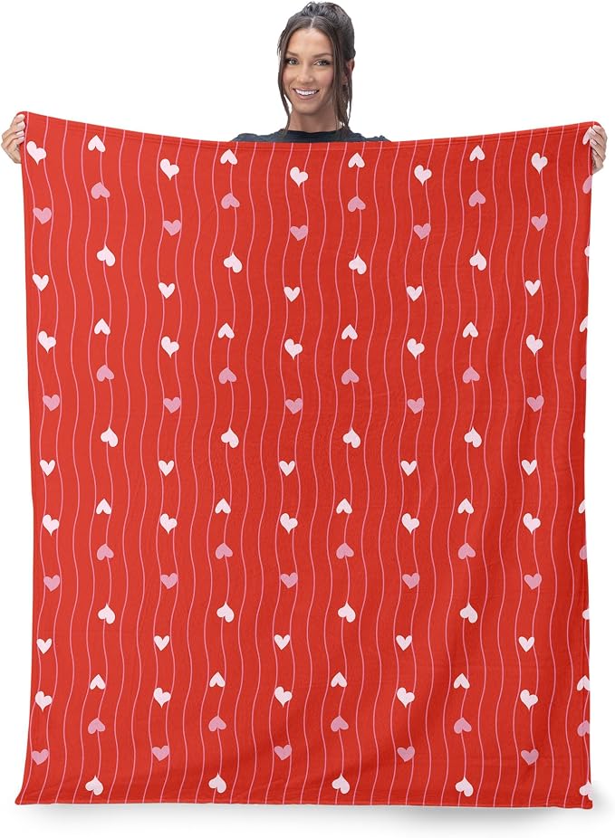 NORTHWEST Valentine's Day, Line Hearts, Silk Touch Throw Blanket 50 x 60 Inches