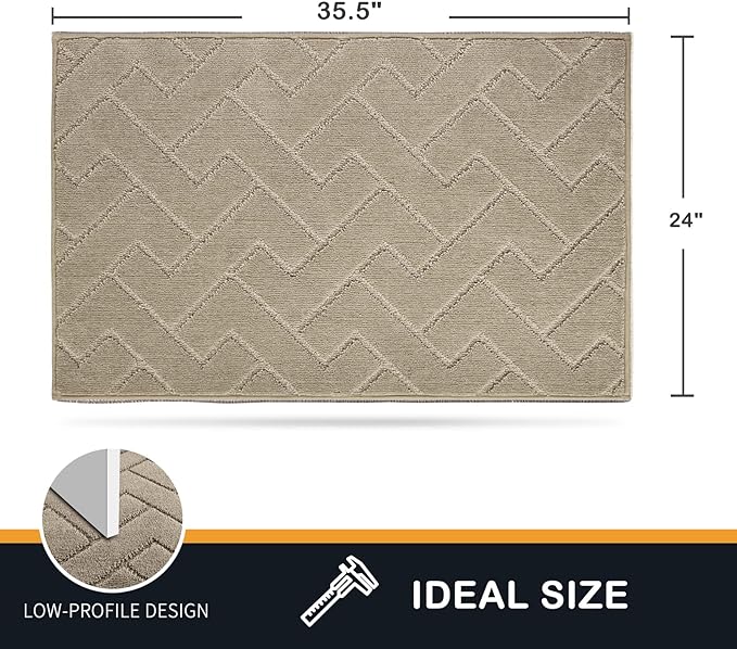 PURRUGS Dirt Trapping Door Mat 24" x 35.5", Non-Slip Machine Washable Entry Rug, Dog Doormat, Indoor Front Door Mat, Super Absorbent Entryway Rug for Muddy Shoes & Paws, Taupe