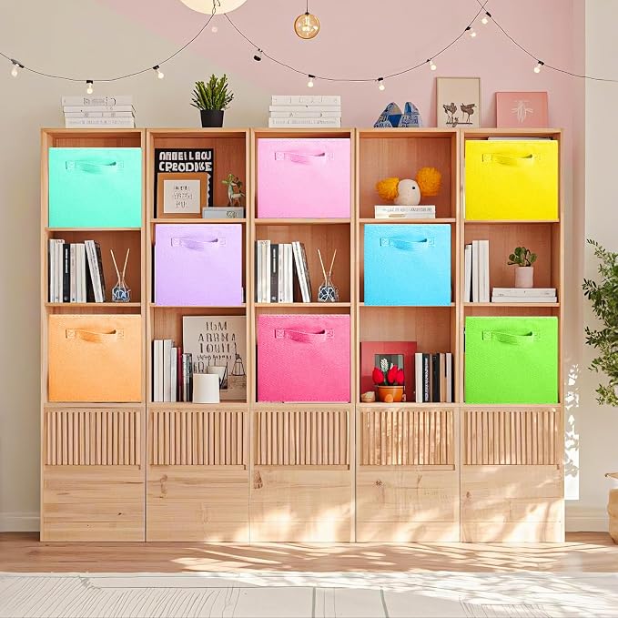 ShellKingdom Storage Bins, Foldable Fabric Storage Cubes, 8 Pack, 8 Colors | Cloth Organizer Drawer For Closet And Toys, 13 X 13 X 13 INCH, (Mix Colors)