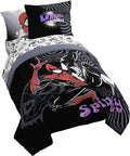 Marvel Comics Spiderman Twin Comforter Set 5 Piece Bedding for Boys, Black | Venom, Bed in a Bag, Comforter Sheets Sham Pillowcase, Official Product, Soft Microfiber, Machine Washable, Boys Gift