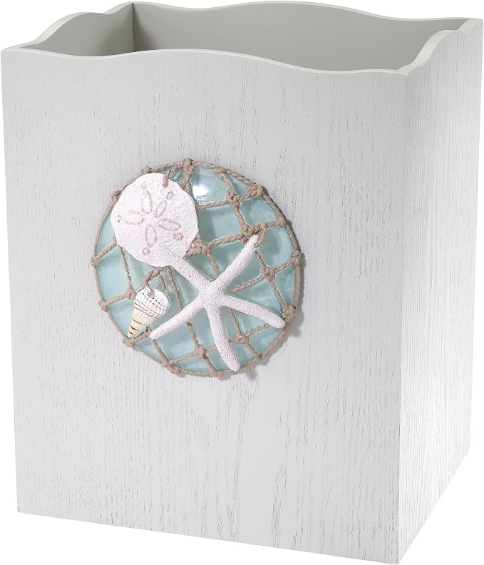 Avanti Linens - Wastebasket, Decorative Trash Can, Coastal, Seaglass