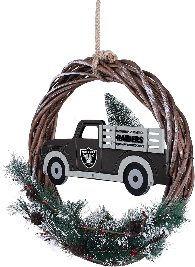 FOCO NFL Unisex-Adult NFL Team Logo Holiday Wreath with Truck