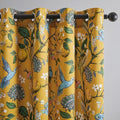 Topfinel Mustard Yellow Luxury Curtains 96 Inches Long for Living Room Bedroom, Blackout Vintage Art Deco Anthropologie Victorian Curtains Floral Lemon Hummingbird Printed Grommet Drape 96 Inch Length