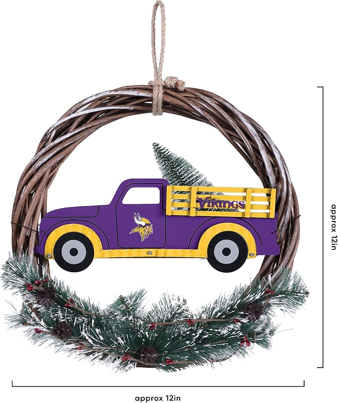 FOCO NFL Unisex-Adult NFL Team Logo Holiday Wreath with Truck