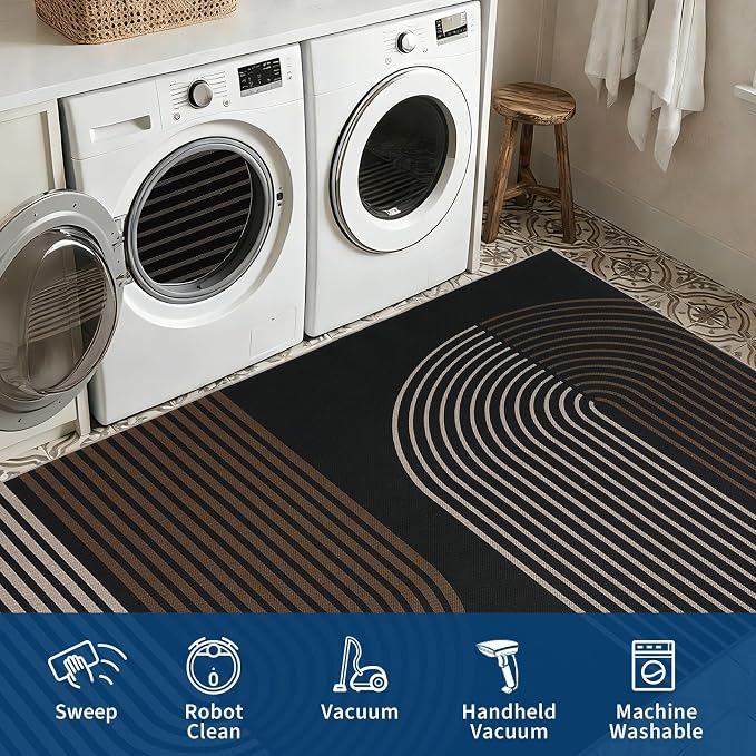 GarveeHome Modern Rainbow Easy Jute Runner Rug, 2x6 Runner Rug for Hallways - Non-Slip Indoor Outdoor Carpet, Washable for High Traffic Laundry Room, Kitchen, Entryway