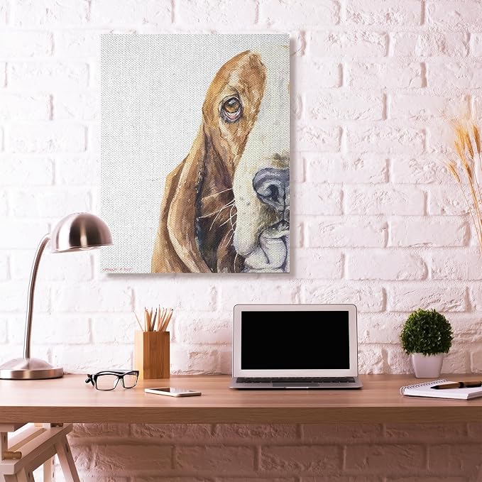 Stupell Industries 'Cute Basset Hound Pet Watercolor', Canvas Art, 36 x 48 Inches, Easy to Hang and Sturdy, Made in USA, by George Dyachenko