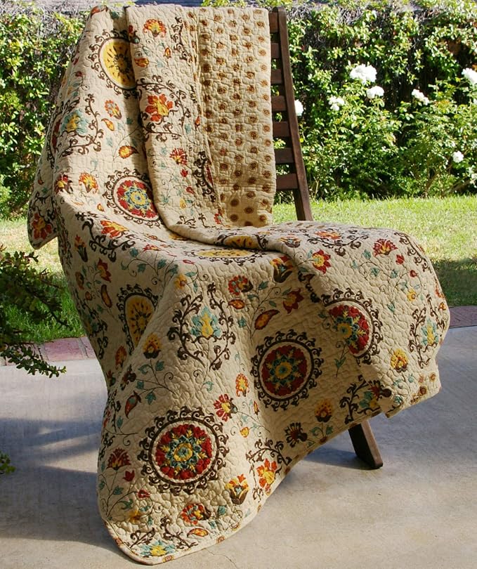 Greenland Home Andorra 100% Cotton Quilted Throw Blanket