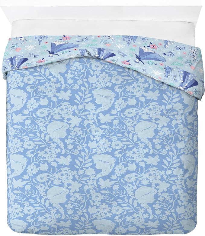 Jay Franco Kids Duvet Cover Set with Sham & Pillowcase – Ultra-Soft Bedding for Room Decor, Cover ONLY Comforter NOT Included, Blue - Frozen, 3 Piece Queen