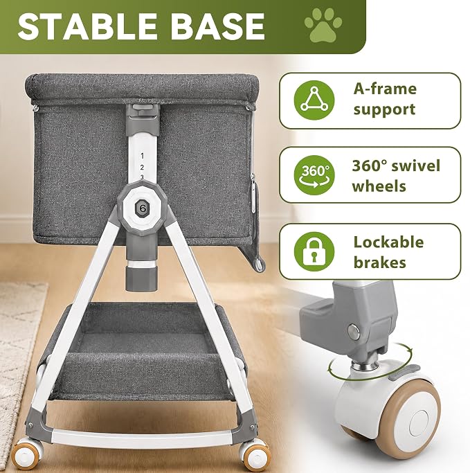 Bedside Dogs Bed, Raised Dogs Bed 27''-32'' Adjustable Height, Dog Bed Extension for Human Bed, Bedside Cosleeper Dog Bed for Small, Medium Dogs(34.5''L x 20''W)