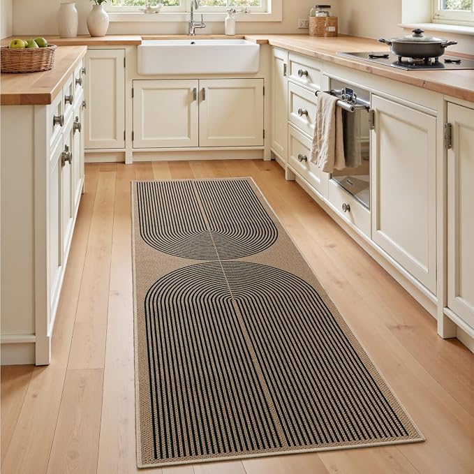 EDIMENS 2x6 Runner Rug Easy Jute Washable Kitchen Indoor Outdoor Non Slip | Rugs for Kitchen Floor Runner Rug for Laundry Balcony Low Pile Rugs Rainbow Carpet for Hallway Runner 6ft Entry