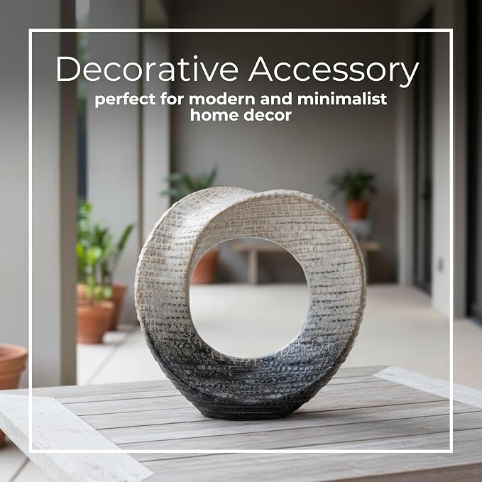 Decorative Sculpture Table Top – Modern Coffee Table Decor, Ceramic & Stoneware Accent Piece for Coffee Tables, Shelves & Living Rooms – Elegant Home Decor, Indoor/Outdoor – 10", Ivory